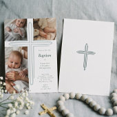 エレガントな洗礼 キリスト教の名付け 宗教的な写真 十字架 招待状