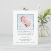 エレガントな洗礼・キリスト洗礼 青い少年 | フォト 招待状 (スタンド正面)