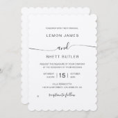 エレガントな洗練されたラグジュアリーなカリグラフィー結婚式 招待状 (正面/裏面)