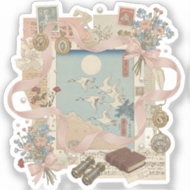 エレガントな浮世絵コラージュアート - ヴィンテージ日本美 シール