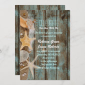 エレガントな海の別荘 シェル ビーチ ウェディング 招待状 (正面/裏面)