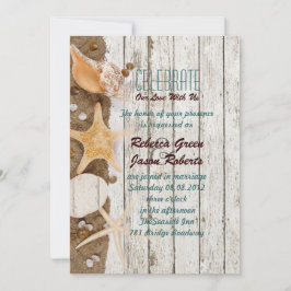 エレガントな海の別荘 シェル ビーチ ウェディング 招待状