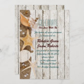 エレガントな海の別荘 シェル ビーチ ウェディング 招待状 (正面/裏面)