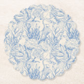 エレガントな海の青のトワール ペーパーコースター (正面)