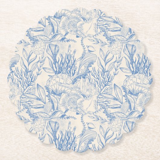 エレガントな海の青のトワール ペーパーコースター (正面)