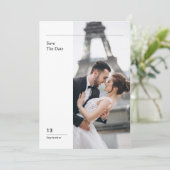 エレガントな海外ウェディングフォトの結婚式延期はがき 招待状 (スタンド正面)