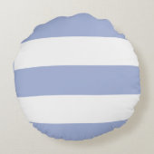 エレガントな海岸のカウガール ソフトブルー ホワイトストライプ ラウンドクッション (裏面)