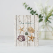 エレガントな海岸の木の貝殻ビーチウェディング 招待状 (スタンド正面)