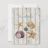 エレガントな海岸の木の貝殻ビーチウェディング 招待状 (正面)