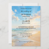 エレガントな海岸の水彩画ビーチウェディング 招待状 (正面)