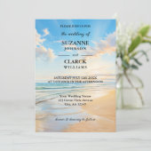 エレガントな海岸の水彩画ビーチウェディング 招待状 (スタンド正面)