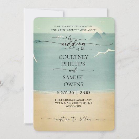 エレガントな海洋ウェディング 招待状 (正面)