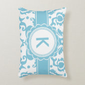 エレガントな海緑の水のダマスク織 アクセントクッション (正面(垂直))