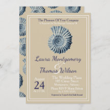 エレガントな海辺のネイビーブルーの貝殻 ウェディング