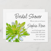 エレガントな淡いソフトグリーンの花 招待状 (正面/裏面)