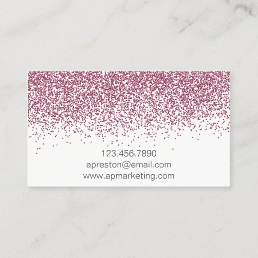 エレガントな淡いピンクのグリッターの名刺 名刺 (裏面)