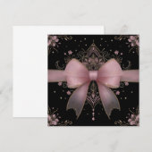 エレガントな淡いピンクのボウ with インドの花柄デザイン 招待状 (正面/裏面)