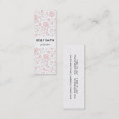 エレガントな淡いピンクの花パターン スキニー名刺 (正面/裏面)