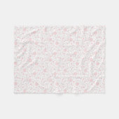 エレガントな淡いピンクの花パターン フリースブランケット (正面(横))