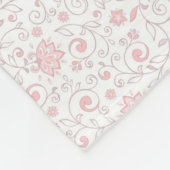 エレガントな淡いピンクの花パターン フリースブランケット (角)