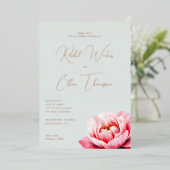 エレガントな淡い青の花 箔招待状 (立ち正面)