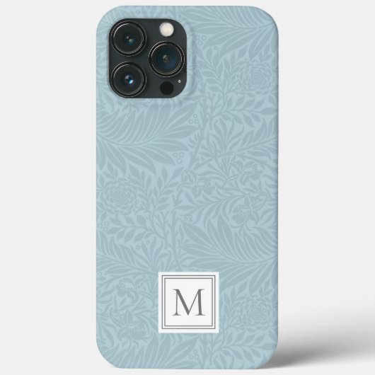 エレガントな淡青色の花と植物のモノグラム Case-Mate iPhoneケース (裏面)
