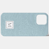 エレガントな淡青色の花と植物のモノグラム Case-Mate iPhoneケース (裏面 (横))