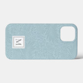 エレガントな淡青色の花の植物モノグラム Case-Mate iPhoneケース (裏面 (横))