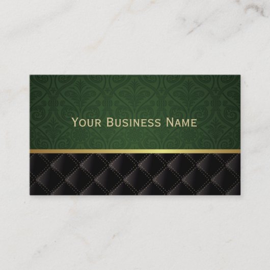 エレガントな深緑色のダマスク織の名刺 名刺 (正面)