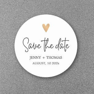 エレガントな清潔な結婚式のゴールドハートのSave the Date ラウンドシール