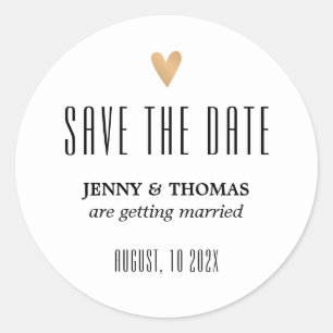 エレガントな清潔な結婚式のゴールドハートのSave the Date ラウンドシール