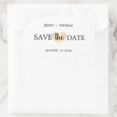 エレガントな清潔な結婚式のゴールドハートのSave the Date 楕円形シール (バッグ)