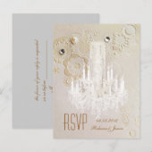 エレガントな渦巻きのシャンデリア ヴィンテージ結婚式の返信 インビテーションポストカード (正面/裏面)