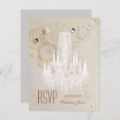エレガントな渦巻きのシャンデリア ヴィンテージ ウェディング RSVP インビテーションポストカード (正面/裏面)
