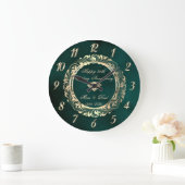 エレガントな渦巻きグリーン 25周年記念 ラージ壁時計 (ホーム)