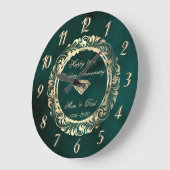 エレガントな渦巻き グリーン 25周年結婚記念日 ラージ壁時計 (傾斜)
