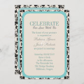 エレガントな渦巻き ヴィンテージ リリー フローラル ペコック ウェディング 招待状 (正面/裏面)