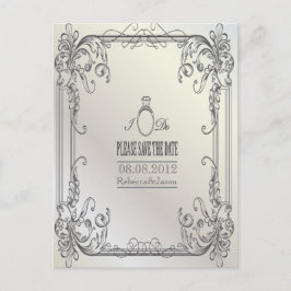 エレガントな渦巻き 現代の結婚式 Save the Date 案内ポストカード