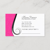 エレガントな渦巻のサロンのショッキングピンクの名刺 予約カード (裏面)