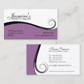 エレガントな渦巻のサロンのラベンダー 予約カード (正面/裏面)