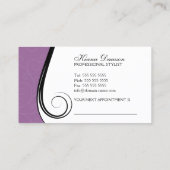 エレガントな渦巻のサロンのラベンダー 予約カード (裏面)