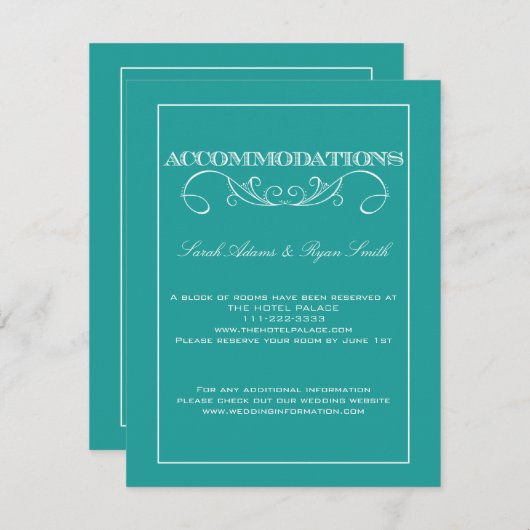 エレガントな渦巻のターコイズの調節カード エンクロージャーカード (正面/裏面)