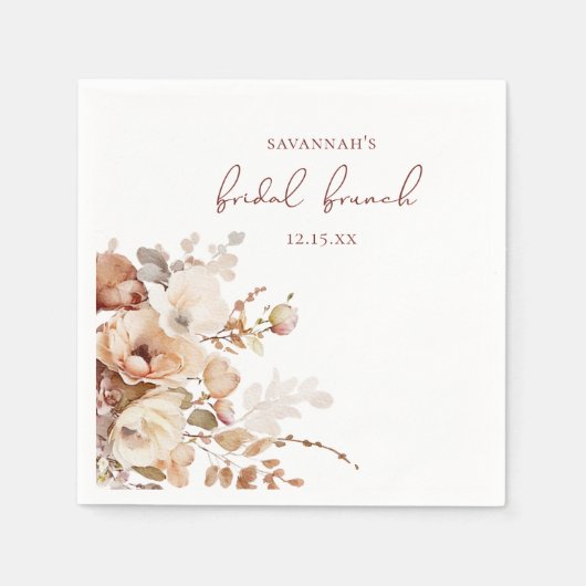 エレガントな温かいフラッシュピンクの花のブライダルシャワー スタンダードカクテルナプキン (正面)