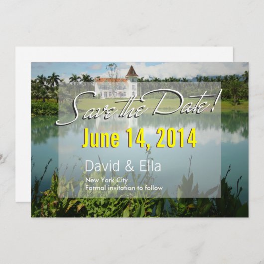 エレガントな湖の家のご案内(保存日付) 招待状 (正面/裏面)