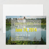 エレガントな湖の家のSave the Dateのお知らせ 招待状 (正面/裏面)