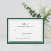 エレガントな濃いハンターグリーンのフレーム 結婚式 RSVP 招待状 (スタンド正面)