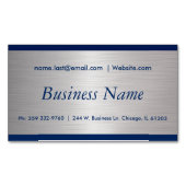 エレガントな濃紺およびブラシの銀製の鋼鉄 マグネット名刺 (正面)