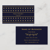 エレガントな濃紺および金ゴールドのダマスク織 名刺 (正面/裏面)