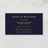 エレガントな濃紺および金ゴールドのダマスク織 名刺 (裏面)