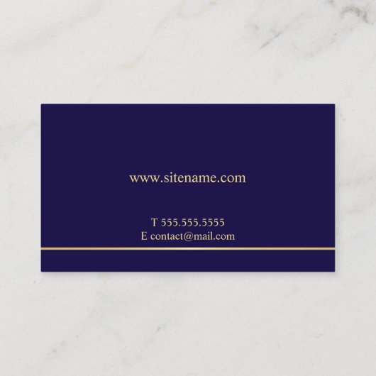 エレガントな濃紺および金ゴールド 名刺 (裏面)